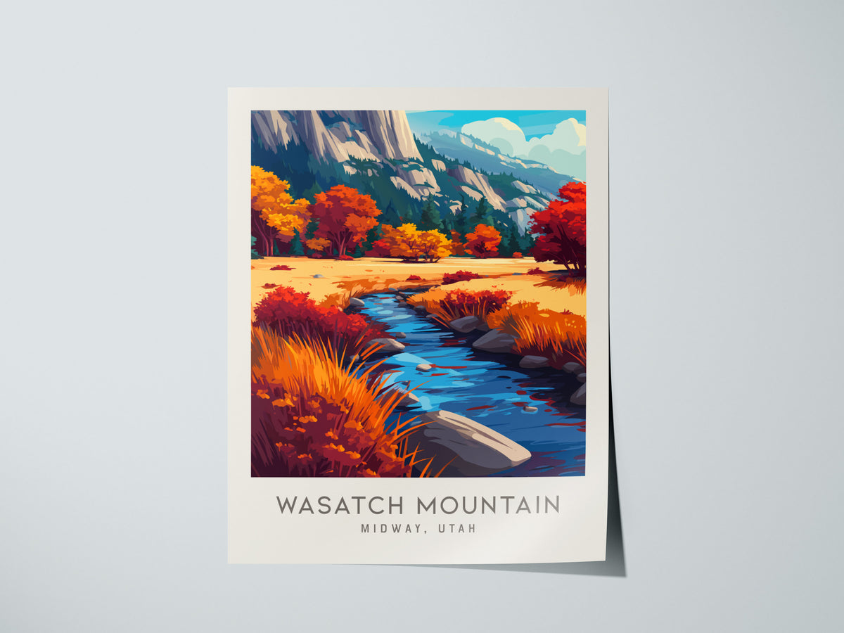 Wasatch Mountain Matte Border Poster | Midway, Utah Travel Wall Art — giclée print detail on matte paper