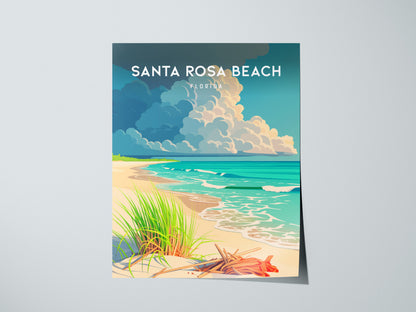 Santa Rosa Beach, Florida Poster | Sugar-White Sands & Dunes Wall Art — giclée print detail on matte paper
