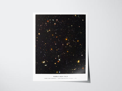 Poster of the Hubble Deep Field with a white border on a light gray background