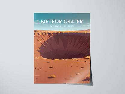 Meteor Crater, Winslow, Arizona Poster | Desert Adventure Travel Wall Art — giclée print detail on matte paper