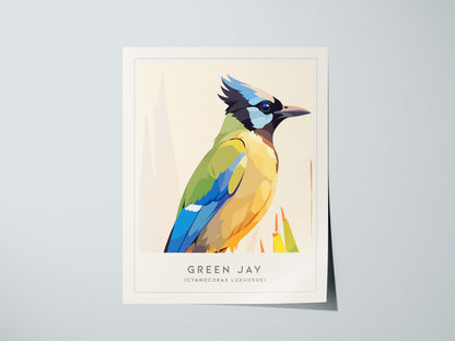 Green Jay, Cyanocorax luxuosus Poster | Tropical Bird Wall Art — giclée print detail on matte paper