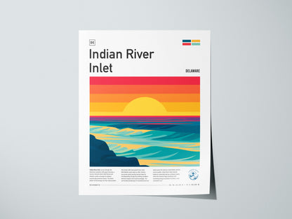 Indian River Inlet, Delaware Poster | Surf & Bridge Coastal Wall Art — giclée print detail on matte paper