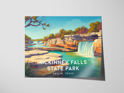 McKinney Falls State Park Landscape Poster | Austin, Texas Vacation Wall Art — giclée print detail on matte paper