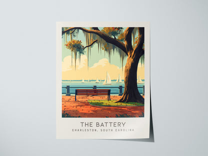 The Battery Matte Border Poster | Charleston, South Carolina Coastal Beach Decor — giclée print detail on matte paper