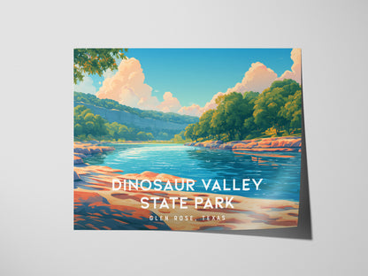 Dinosaur Valley State Park Landscape Poster | Glen Rose, Texas Vacation Wall Art — giclée print detail on matte paper