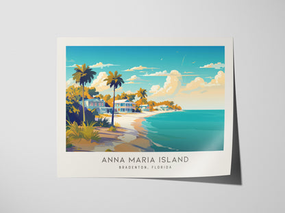 Anna Maria Island Landscape Matte Border Poster | Bradenton, Florida Coastal Beach Decor — giclée print detail on matte paper