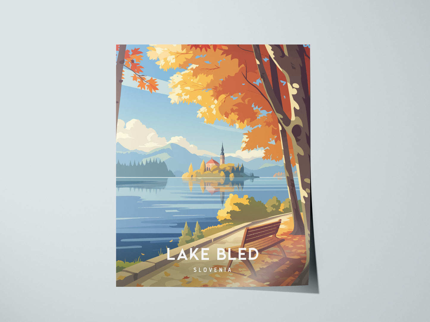 Lake Bled, Slovenia Poster | Alpine Island Church Destination Print Wall Art — giclée print detail on matte paper