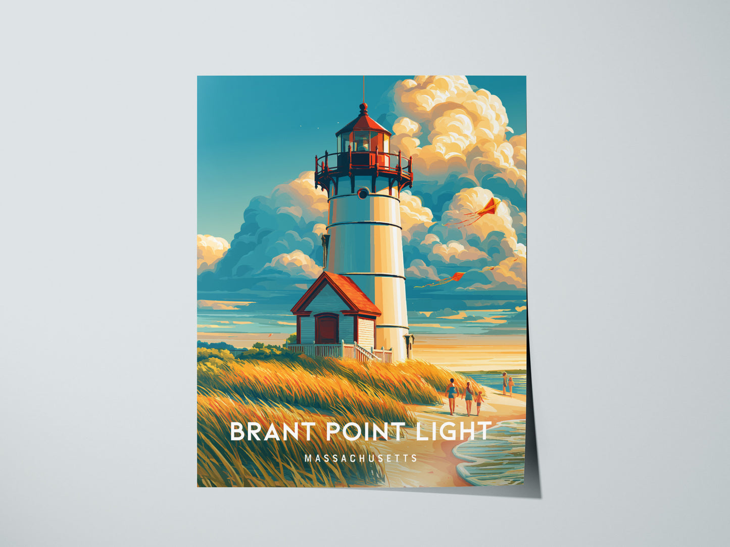 Brant Point Light, Massachusetts Poster | Nantucket Lighthouse & Harbor Wall Art — giclée print detail on matte paper