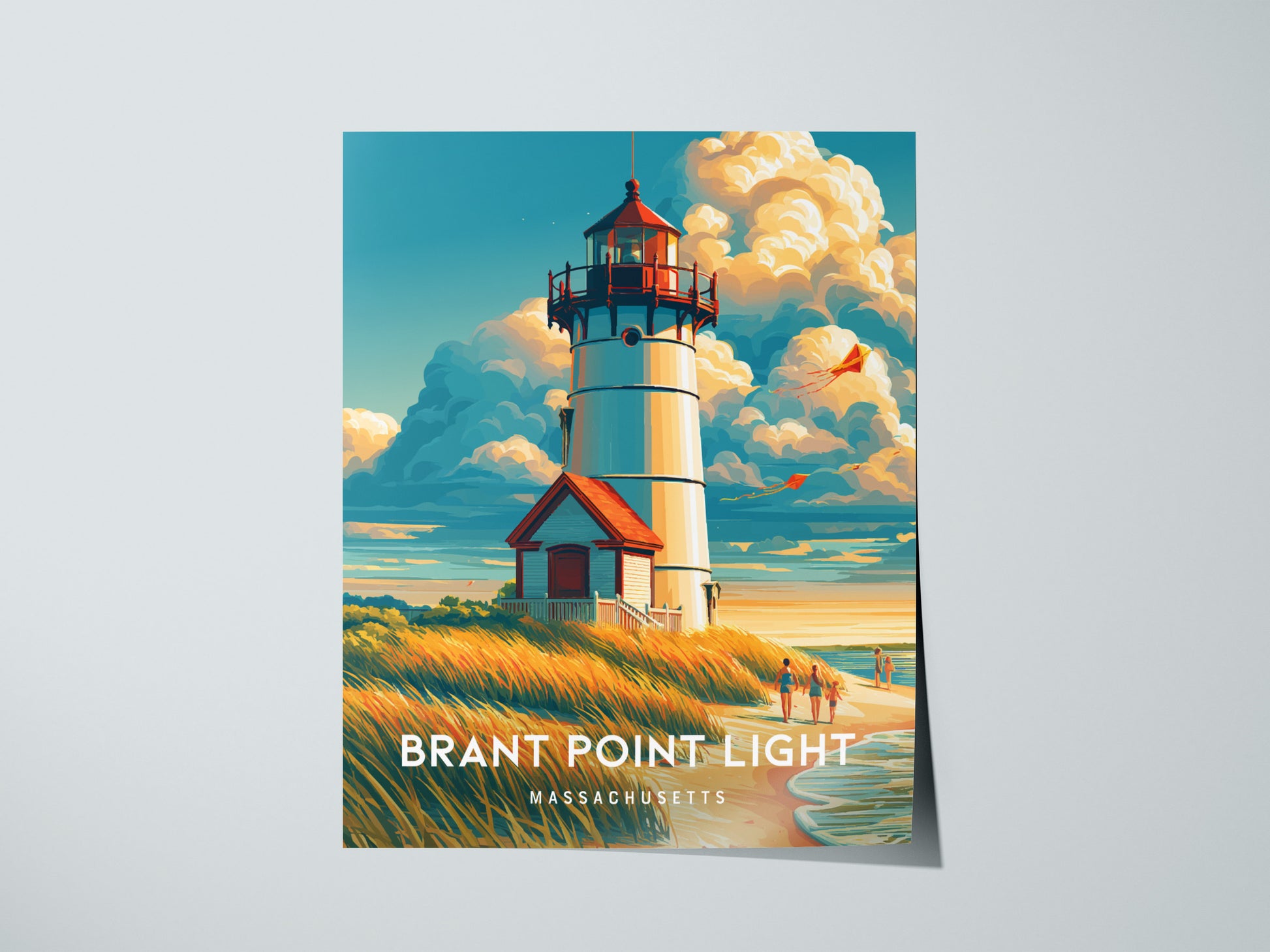 Brant Point Light, Massachusetts Poster | Nantucket Lighthouse & Harbor Wall Art — giclée print detail on matte paper