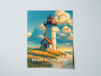 Brant Point Light, Massachusetts Poster | Nantucket Lighthouse & Harbor Wall Art — giclée print detail on matte paper