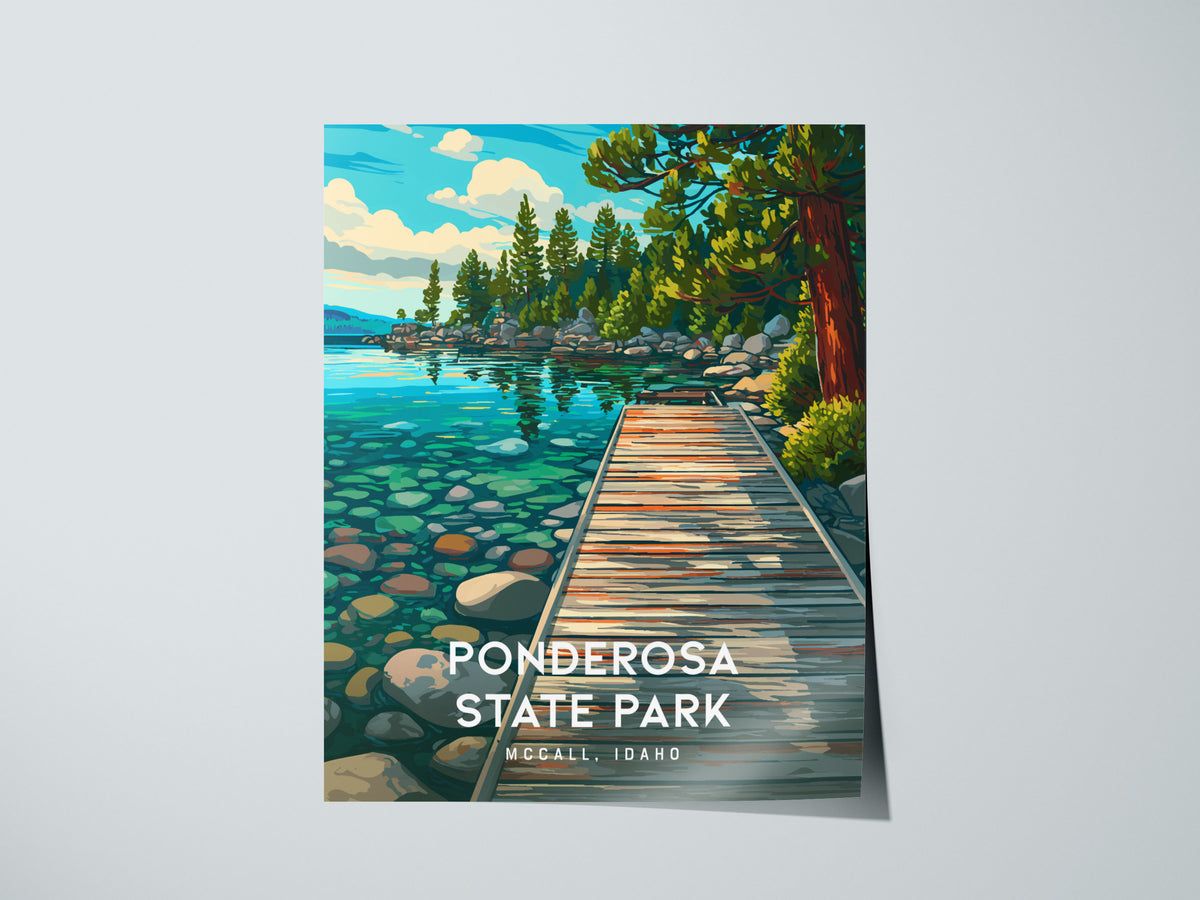 Ponderosa State Park, McCall, Idaho Poster | Mountain Lake Wilderness Framed or Unframed Wall Art — giclée print detail on ma