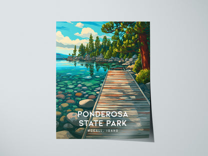 Ponderosa State Park, McCall, Idaho Poster | Mountain Lake Wilderness Framed or Unframed Wall Art — giclée print detail on ma
