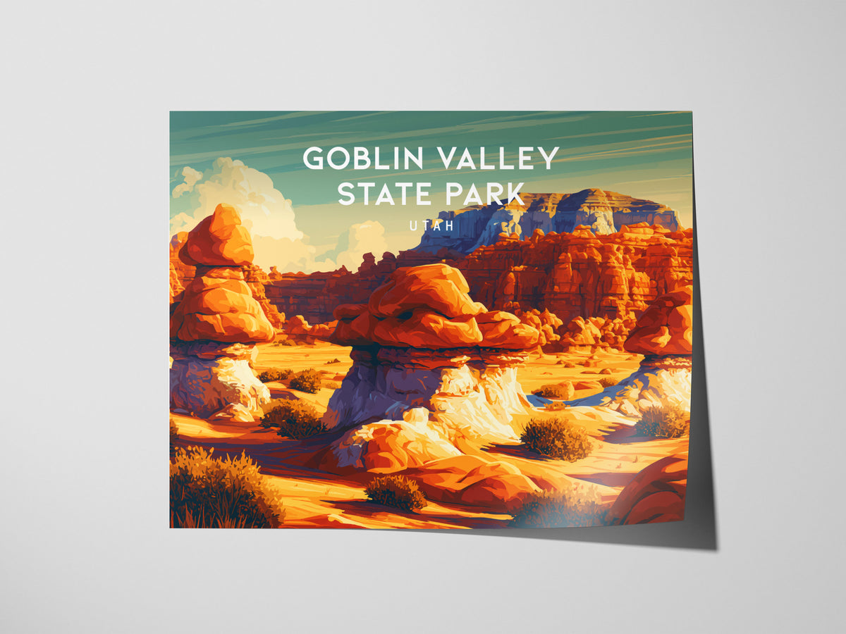 Goblin Valley State Park, Utah Landscape Poster | Vacation Wall Art — giclée print detail on matte paper