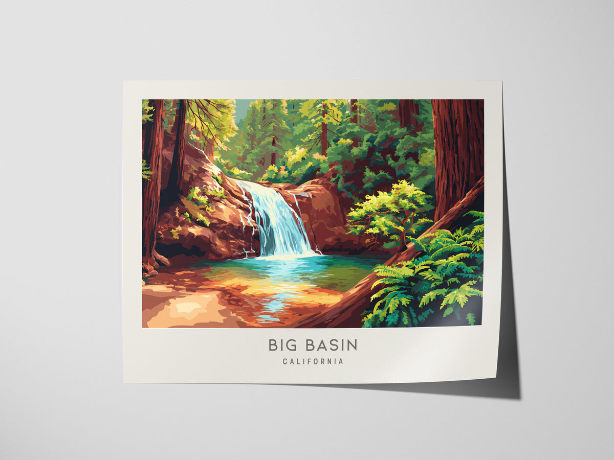 Big Basin Landscape Matte Border Poster | California Destination Print Framed or Unframed — giclée print detail on matte pape