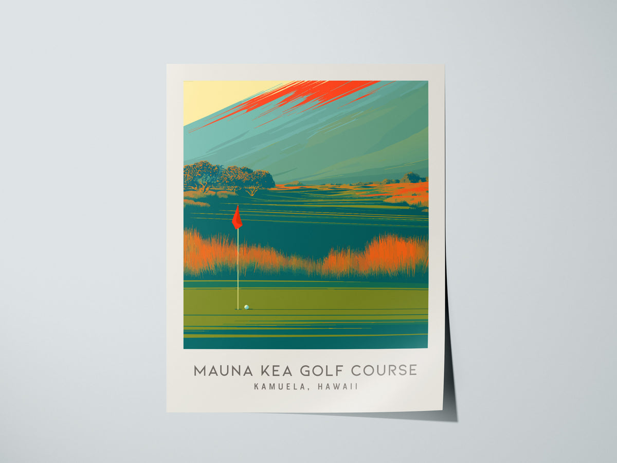Mauna Kea Golf Course Matte Border Poster | Kamuela, Hawaii Golf Course Print & Country Club Decor — giclée print detail on m