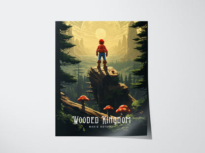 Mario Odyssey Wooded Kingdom Poster | Fan Art Video Game Wall Art