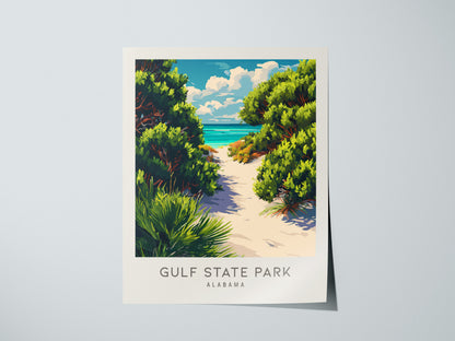 Gulf State Park Matte Border Poster | Alabama Coastal Beach Decor Travel Wall Art — giclée print detail on matte paper