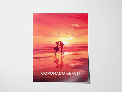 Coronado Beach Poster | San Diego California Coastal Wall Art | Framed or Unframed