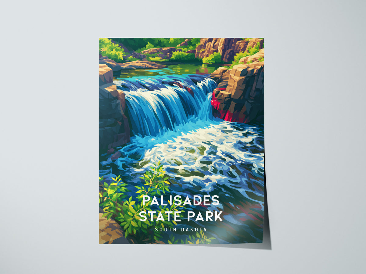 Palisades State Park, South Dakota Poster | Rugged Cliffs & Creek Adventure Wall Art — giclée print detail on matte paper