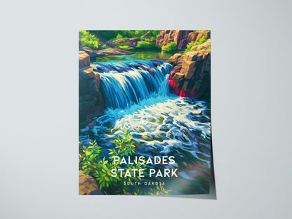 Palisades State Park, South Dakota Poster | Rugged Cliffs & Creek Adventure Wall Art — giclée print detail on matte paper