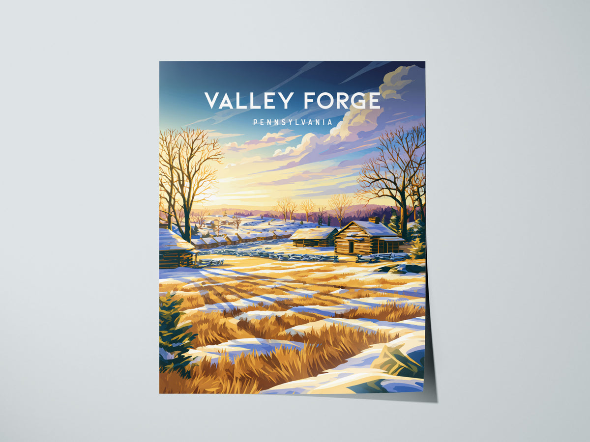 Valley Forge, Pennsylvania Poster | Historic Winter Encampment Travel Wall Art — giclée print detail on matte paper
