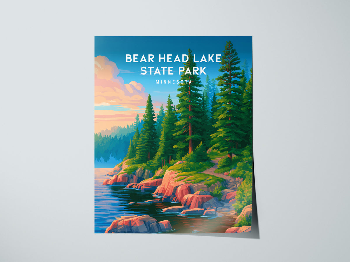 Bear Head Lake State Park, Minnesota Poster | Northwoods Lakeside Wilderness Wall Art — giclée print detail on matte paper