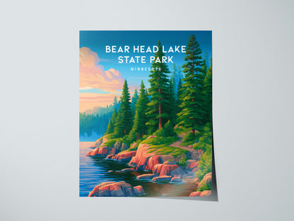 Bear Head Lake State Park, Minnesota Poster | Northwoods Lakeside Wilderness Wall Art — giclée print detail on matte paper