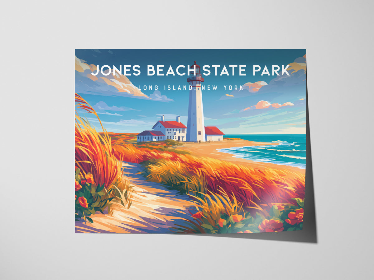 Jones Beach State Park Landscape Poster | Long Island, New York Travel Wall Art — giclée print detail on matte paper