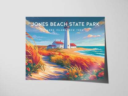 Jones Beach State Park Landscape Poster | Long Island, New York Travel Wall Art — giclée print detail on matte paper