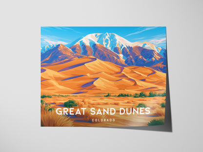Great Sand Dunes, Colorado Landscape Poster | Sweeping Sands Destination Print Wall Art — giclée print detail on matte paper