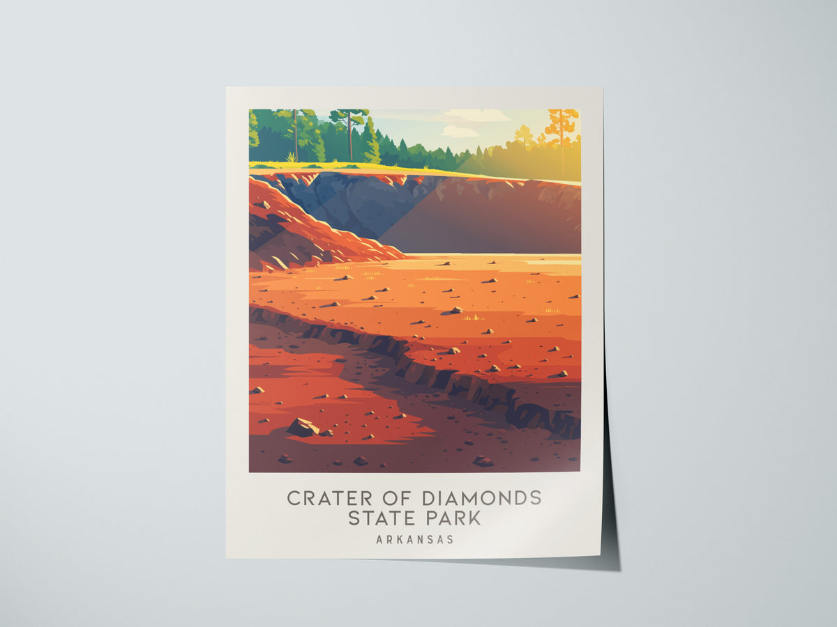 Crater of Diamonds State Park Matte Border Poster | Arkansas Destination Print Travel Wall Art — giclée print detail on matte