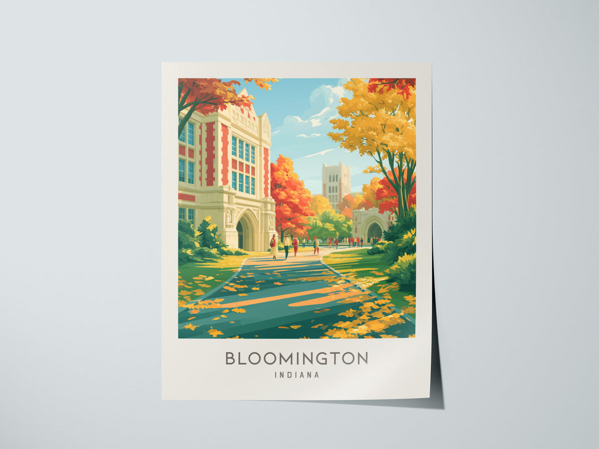 Bloomington Matte Border Poster | Indiana Destination Print Travel Wall Art — giclée print detail on matte paper