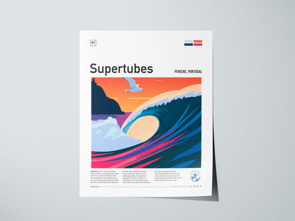 Supertubes, Portugal Poster | Perfect Barrels & Atlantic Swells Wall Art — giclée print detail on matte paper