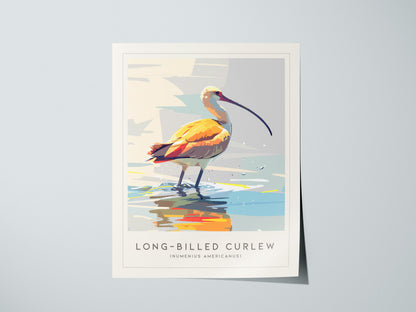 Long-billed Curlew, Numenius americanus Poster | Shorebird Wildlife Print Wall Art — giclée print detail on matte paper