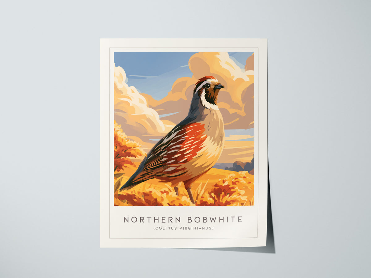 Northern Bobwhite, Colinus virginianus Poster | Quail Bird Wall Art Wildlife Print — giclée print detail on matte paper