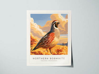 Northern Bobwhite, Colinus virginianus Poster | Quail Bird Wall Art Wildlife Print — giclée print detail on matte paper