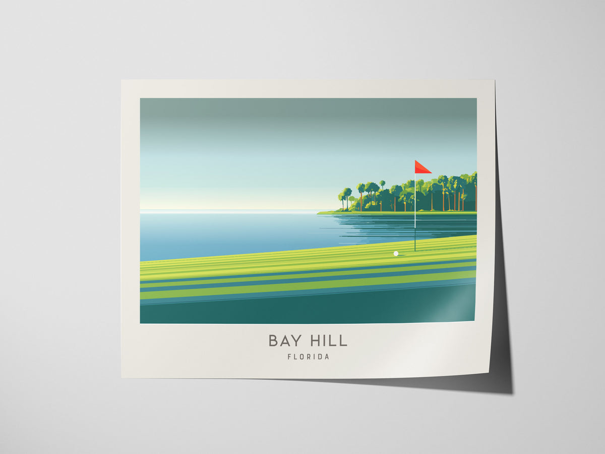 Bay Hill Landscape Matte Border Poster | Florida Travel Wall Art — giclée print detail on matte paper