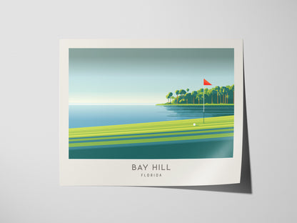 Bay Hill Landscape Matte Border Poster | Florida Travel Wall Art — giclée print detail on matte paper