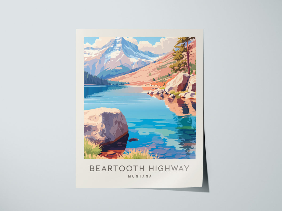 Beartooth Highway Matte Border Poster | Montana Destination Print Travel Wall Art — giclée print detail on matte paper