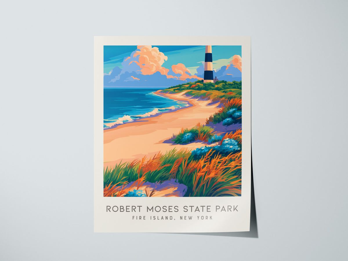 Robert Moses State Park Matte Border Poster | Fire Island, New York Beach House Decor — giclée print detail on matte paper