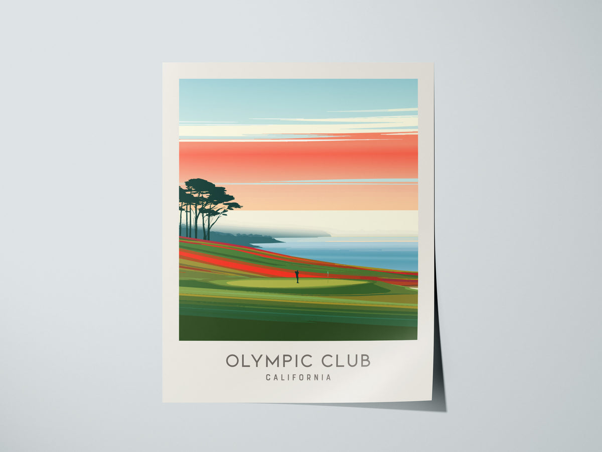 Olympic Club Matte Border Poster | California Golf Course Print & Country Club Decor — giclée print detail on matte paper
