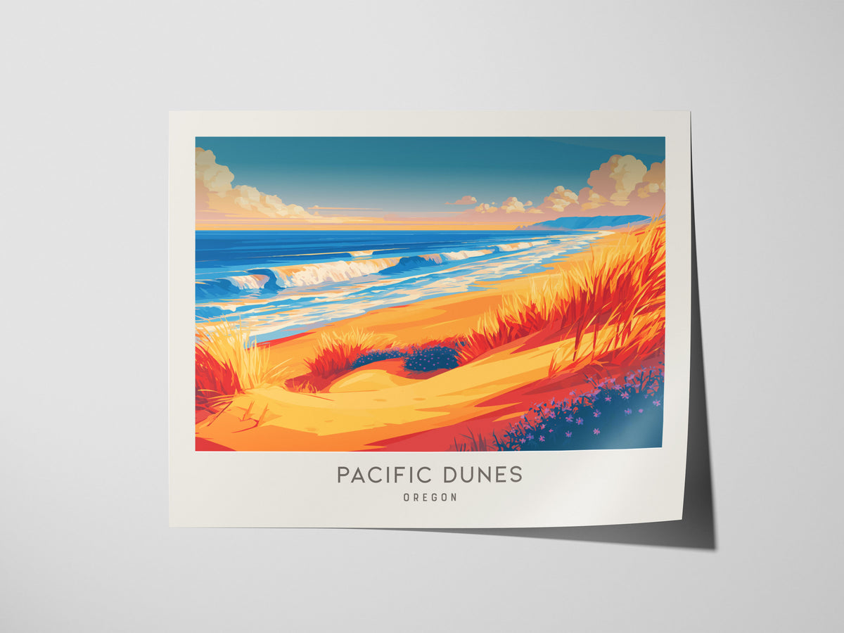 Pacific Dunes Landscape Matte Border Poster | Oregon Coastal Beach Decor — giclée print detail on matte paper
