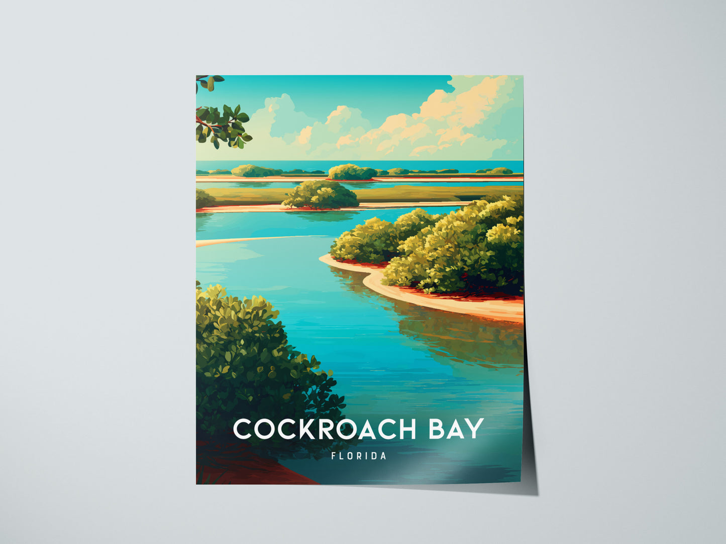 Cockroach Bay, Florida Poster | Mangrove Shores & Wading Birds Wall Art — giclée print detail on matte paper