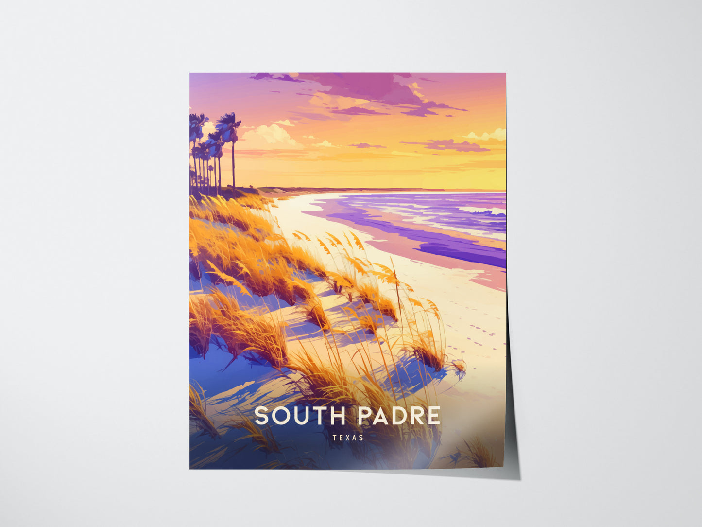 South Padre Island Poster | Texas Beach Gulf Coast Sunset Wall Art