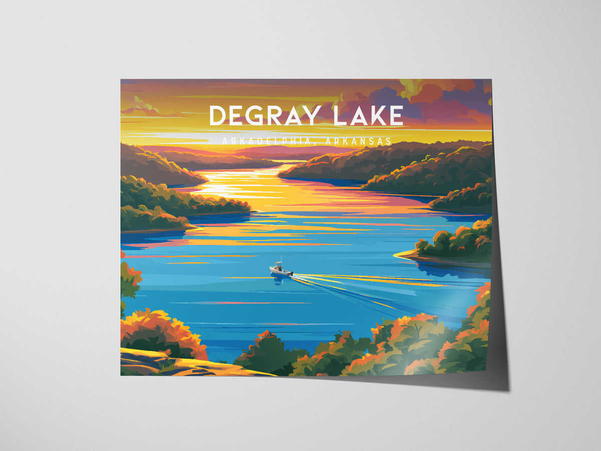 DeGray Lake Landscape Poster | Arkadelphia, Arkansas Vacation Wall Art — giclée print detail on matte paper