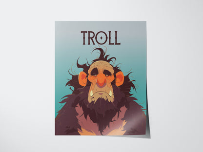 Troll Poster | Fantasy Creature Art | D&D RPG Norse Folklore Game Room Print
