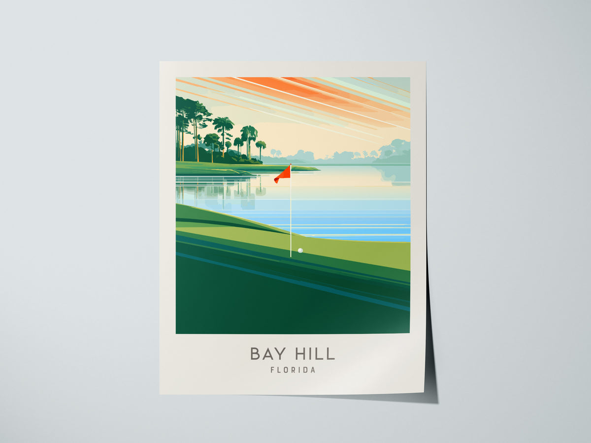 Bay Hill Matte Border Poster | Florida Travel Wall Art — giclée print detail on matte paper