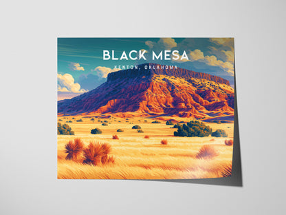 Black Mesa Landscape Poster | Kenton, Oklahoma Framed or Unframed Travel Wall Art — giclée print detail on matte paper