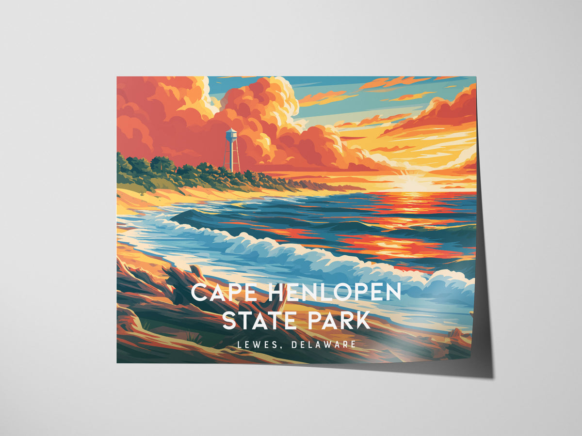 Cape Henlopen State Park Landscape Poster | Lewes, Delaware Destination Print Framed or Unframed — giclée print detail on mat