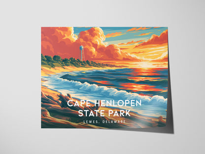 Cape Henlopen State Park Landscape Poster | Lewes, Delaware Destination Print Framed or Unframed — giclée print detail on mat